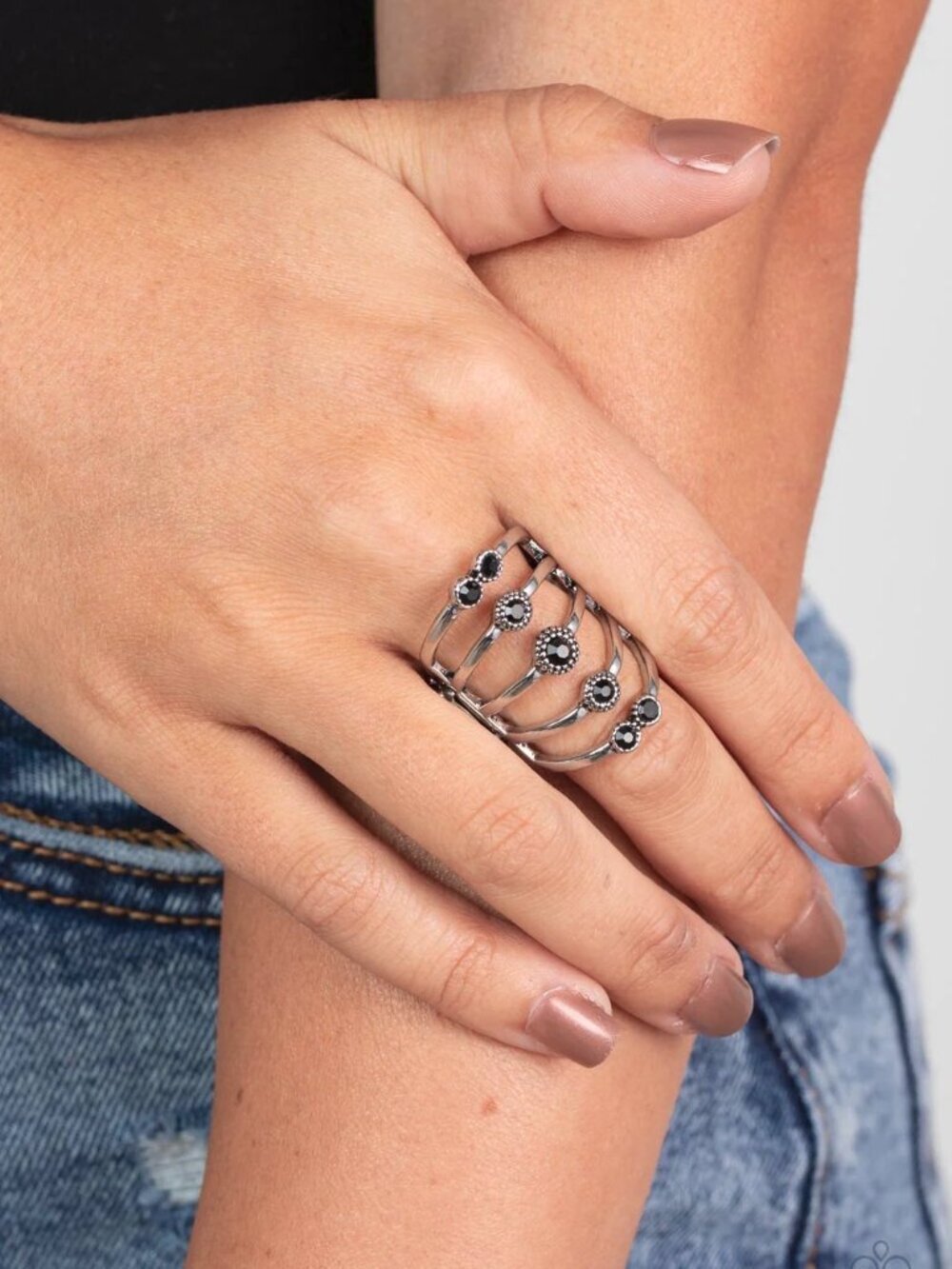 Paparazzi Jewelry Accessories - Layer On The Luster - Black Ring - Vintage